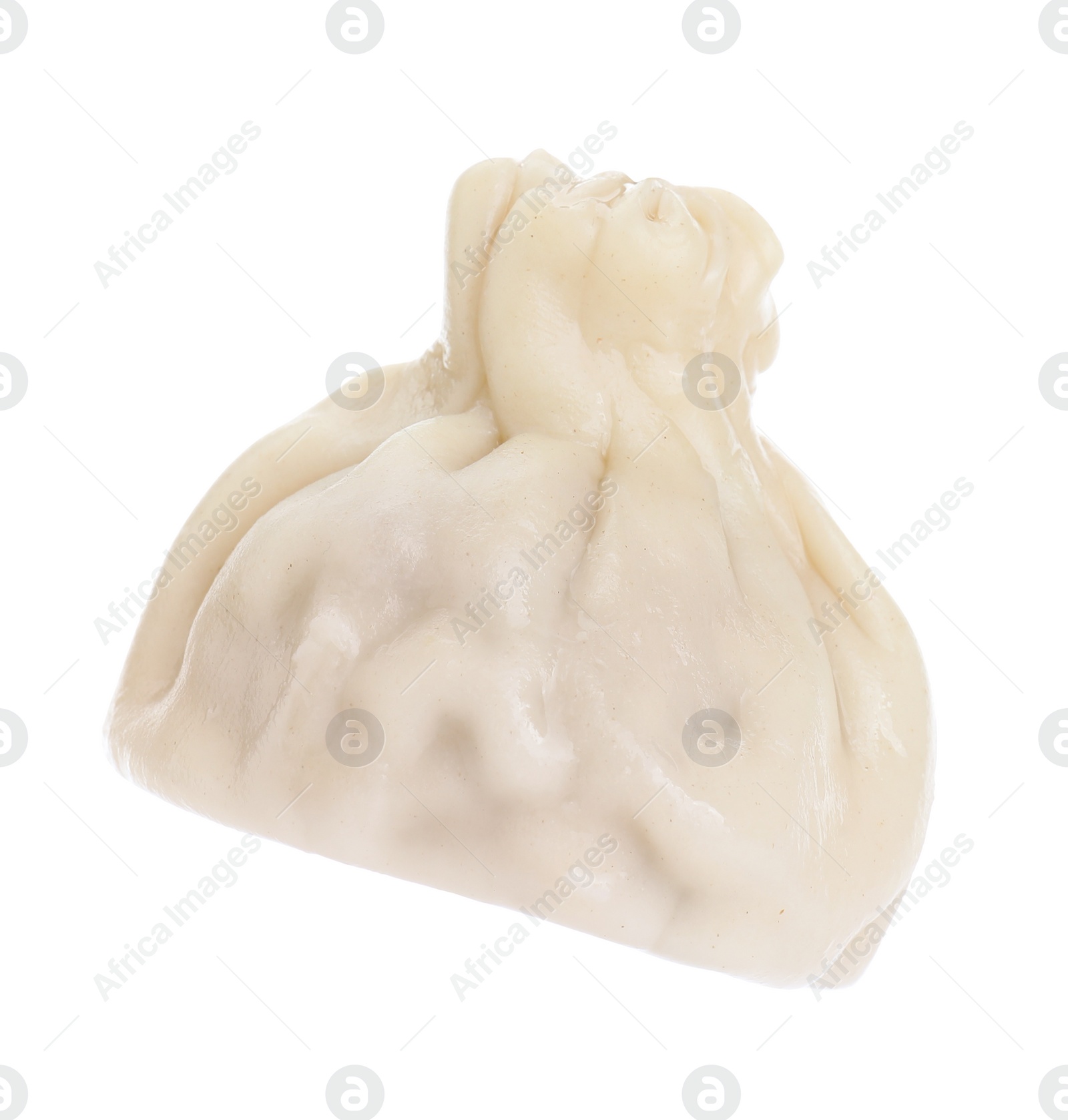 Photo of One tasty khinkali (dumpling) isolated on white. Georgian cuisine