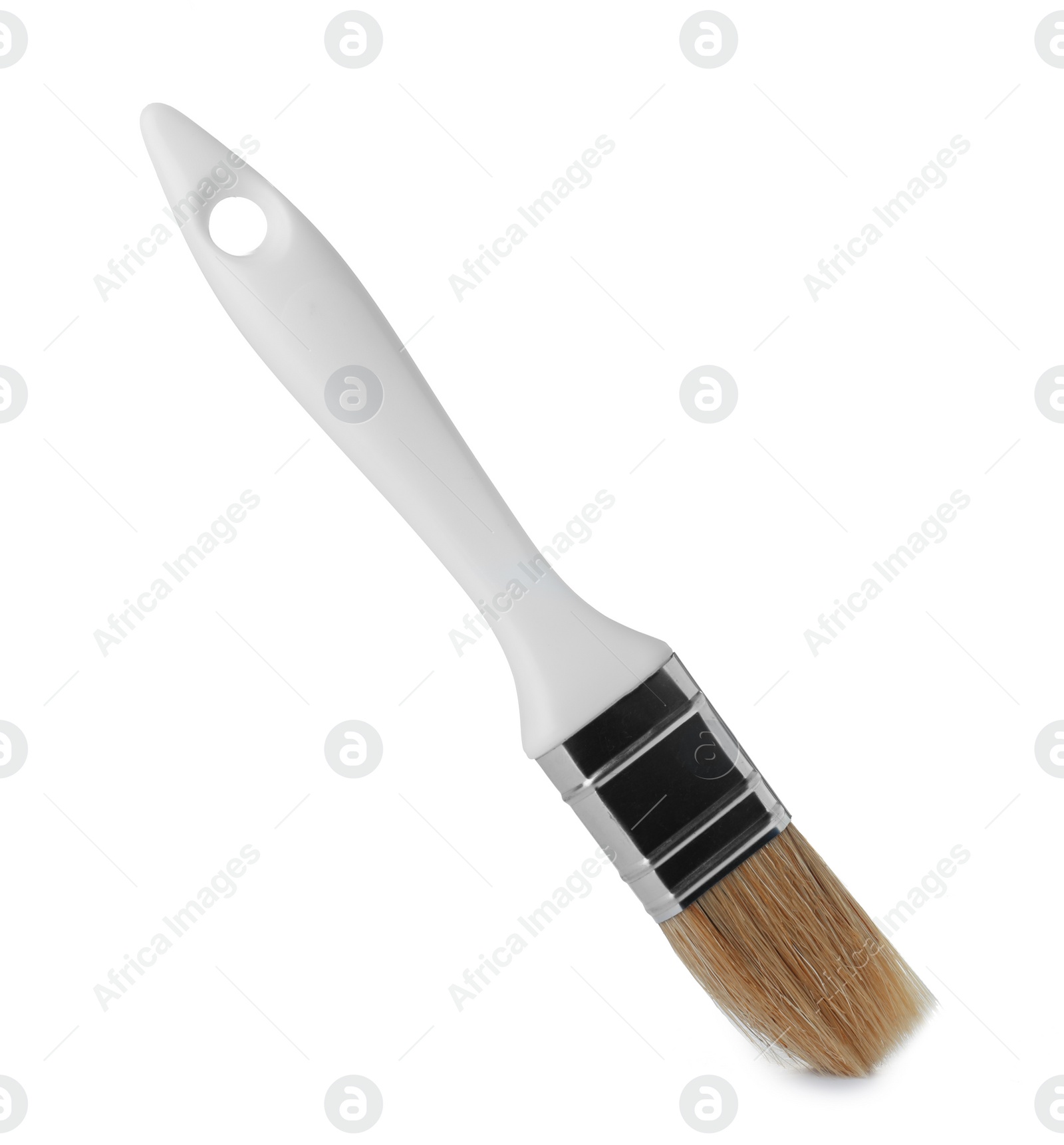 Photo of New paint brush on white background. Decorating tool