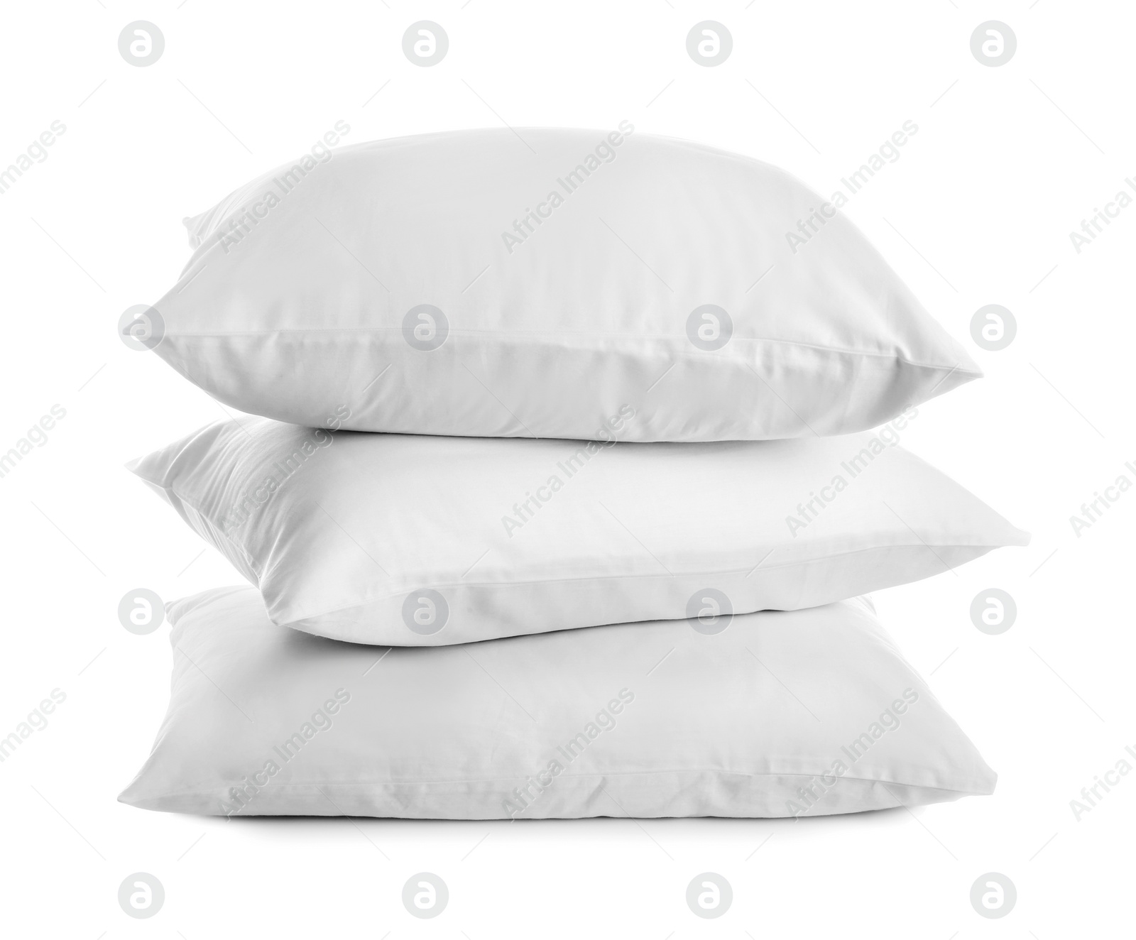 Photo of Clean soft bed pillows on white background