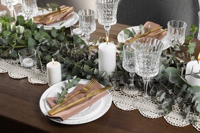 Stylish elegant table setting for festive dinner