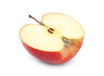 Half of ripe red apple on white background