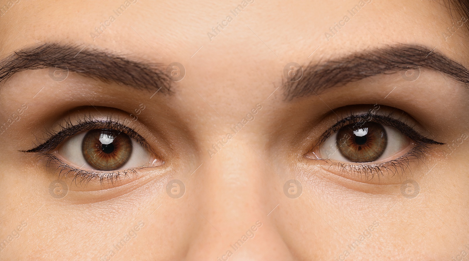 Image of Closeup view of woman with beautiful eyes. Banner design