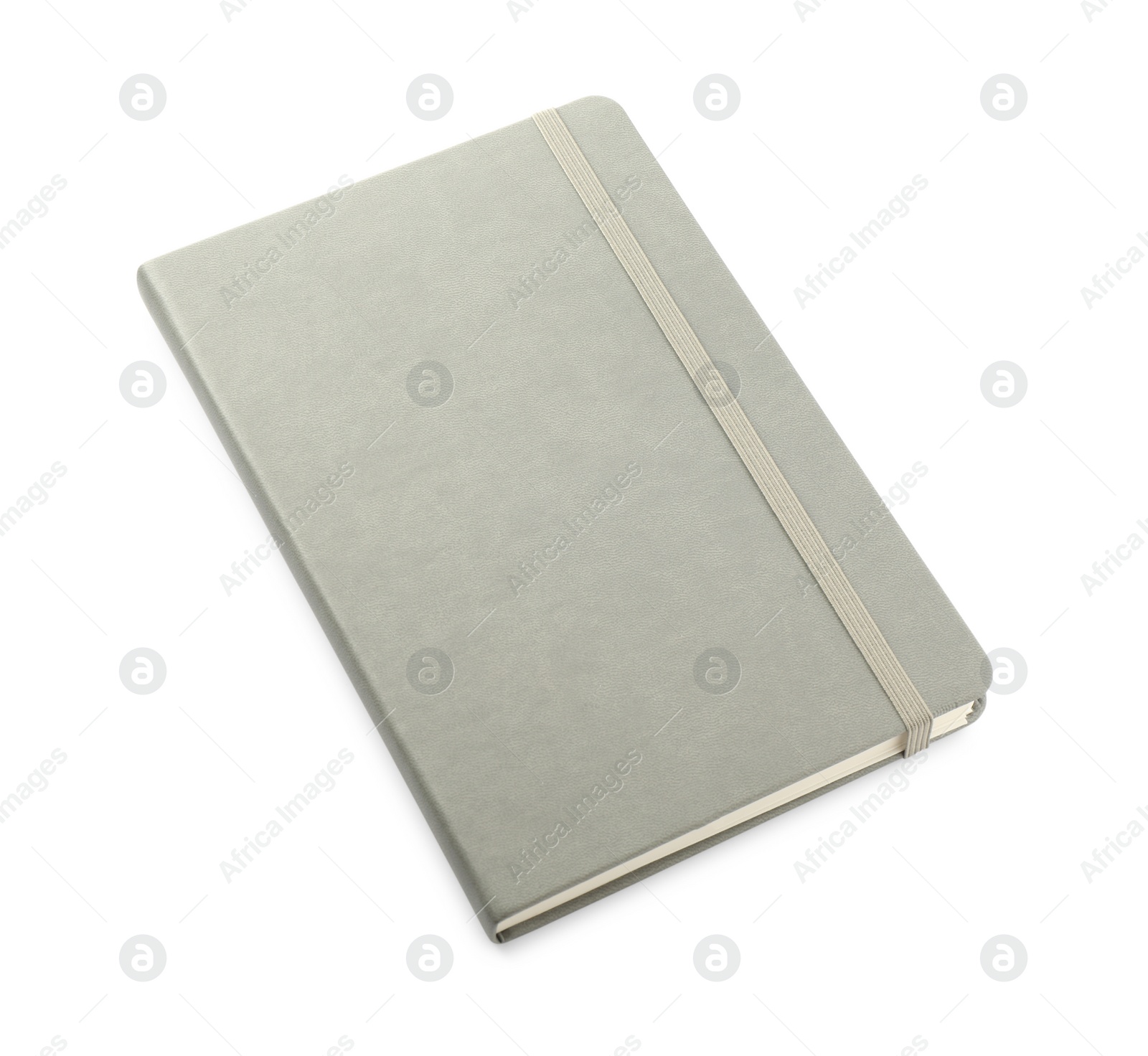 Photo of Closed grey office notebook isolated on white