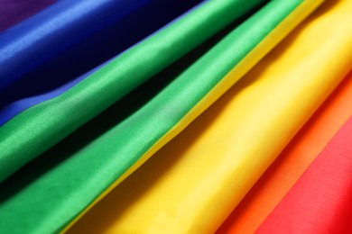 Rainbow LGBT flag as background, closeup view