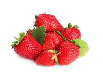 Photo of Fresh ripe red strawberries isolated on white