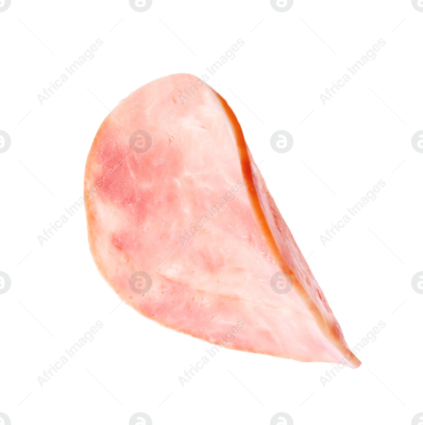 Photo of Slice of delicious ham isolated on white