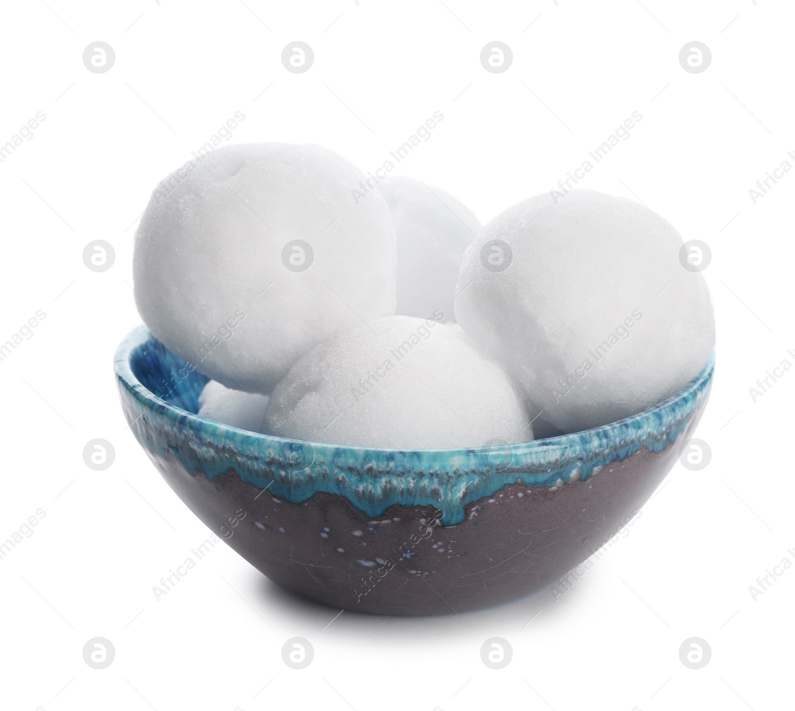 Photo of Snow ice cream in bowl on white background