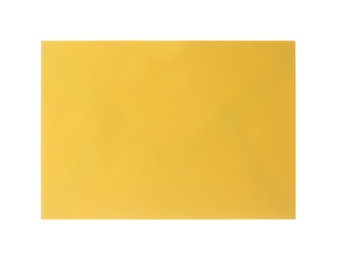 Photo of Yellow paper envelope isolated on white. Mail service