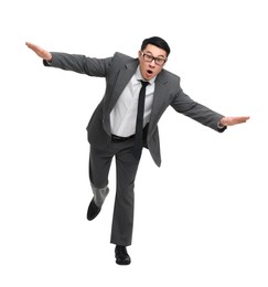 Photo of Businessman in suit posing on white background