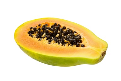 Photo of Fresh ripe papaya half isolated on white