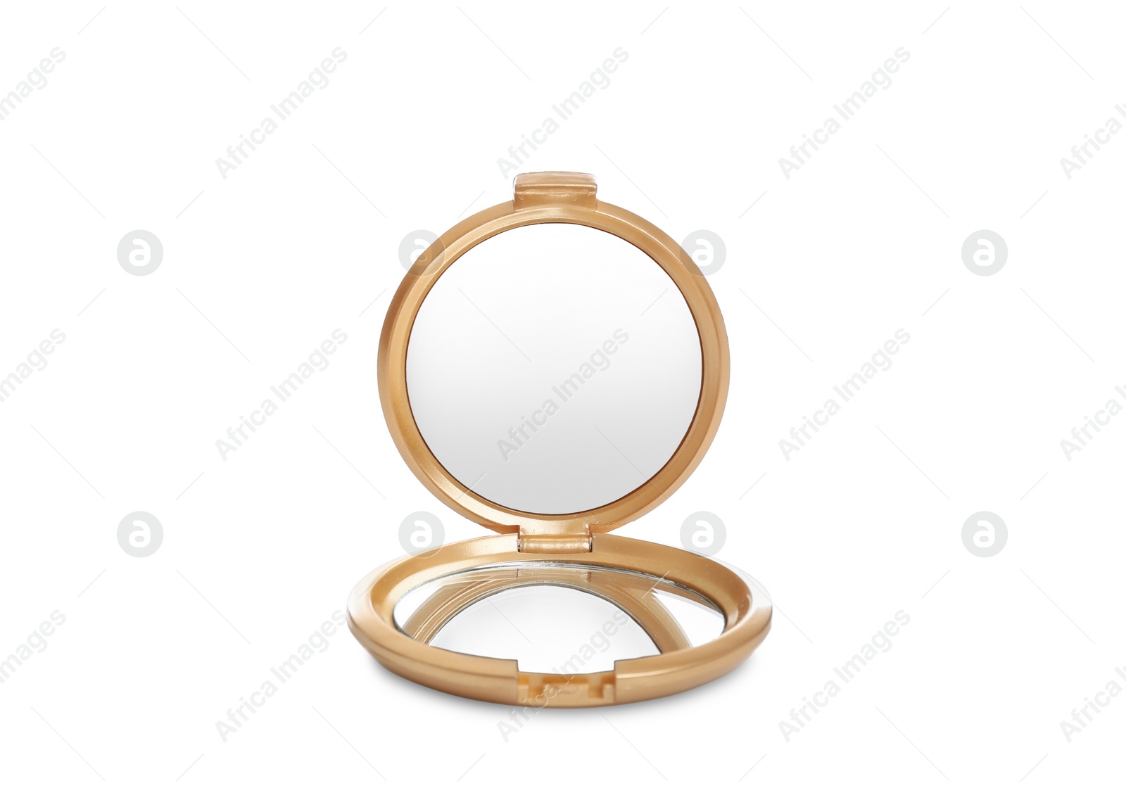 Photo of Compact small open mirror isolated on white