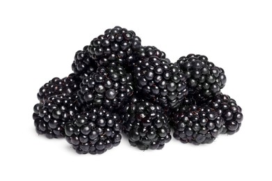 Photo of Pile of ripe blackberries isolated on white