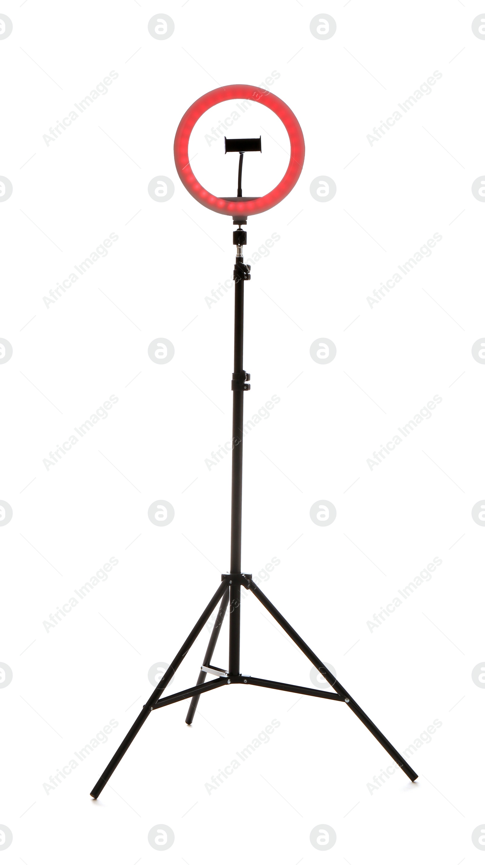 Photo of Tripod with ring light isolated on white