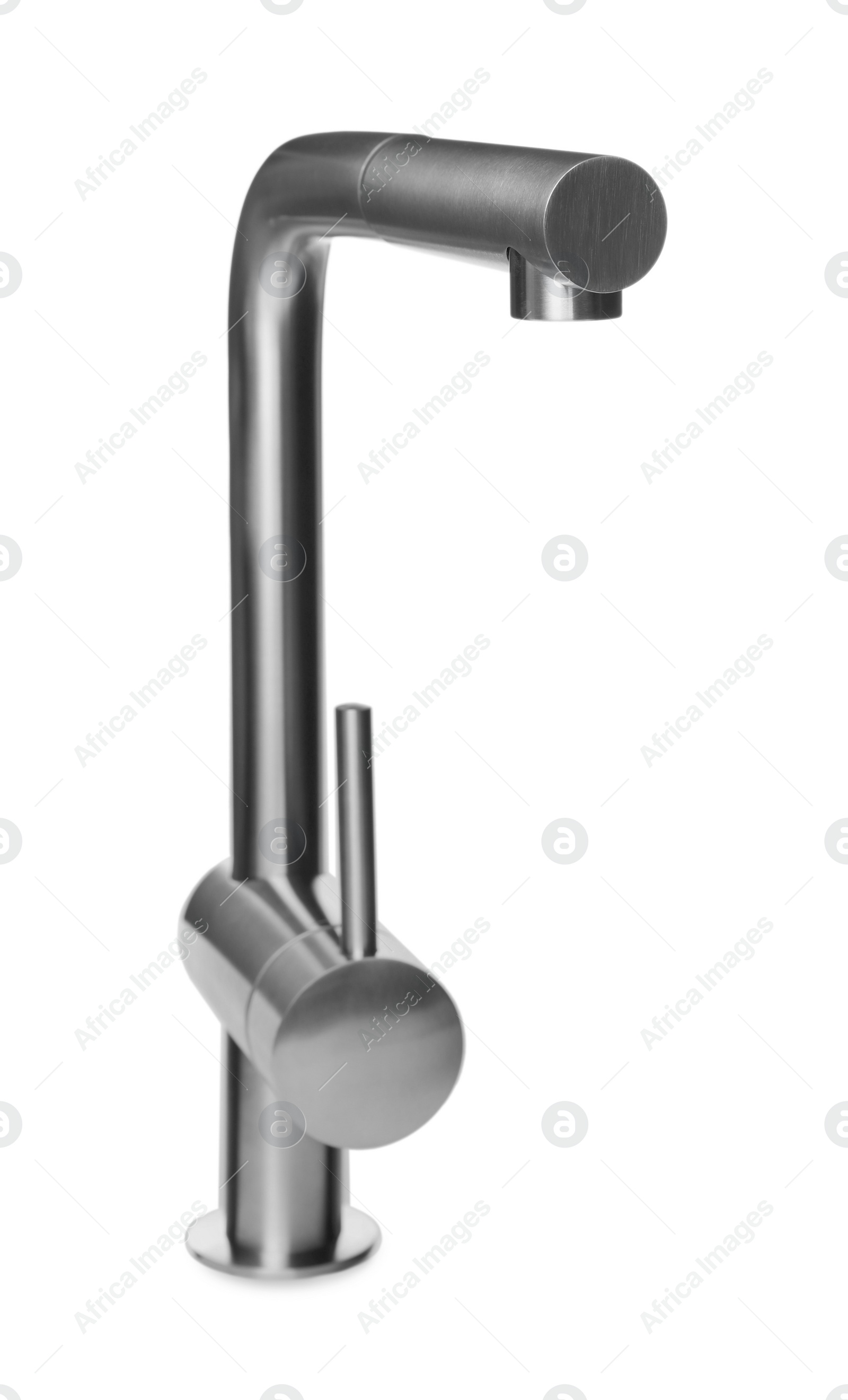 Photo of Modern pull out kitchen water tap isolated on white