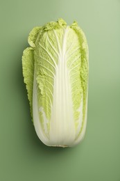 Fresh ripe Chinese cabbage on pale green background, top view