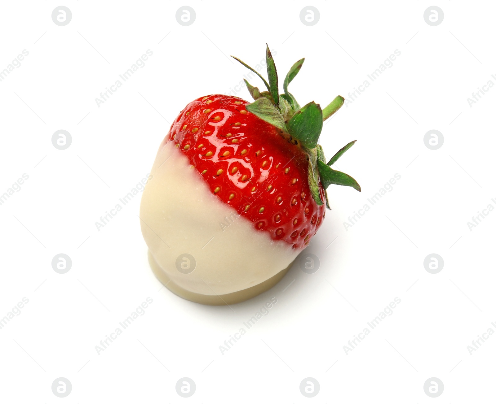 Photo of Delicious chocolate covered strawberry on white background