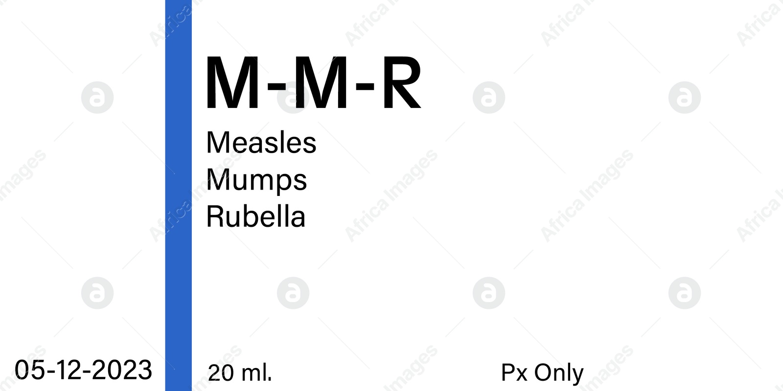 Illustration of Measles Mumps Rubella (MMR) vaccine label design