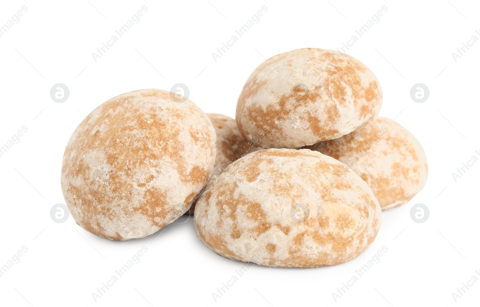 Photo of Tasty homemade gingerbread cookies on white background