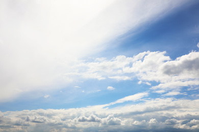 Beautiful blue sky with white clouds outdoors