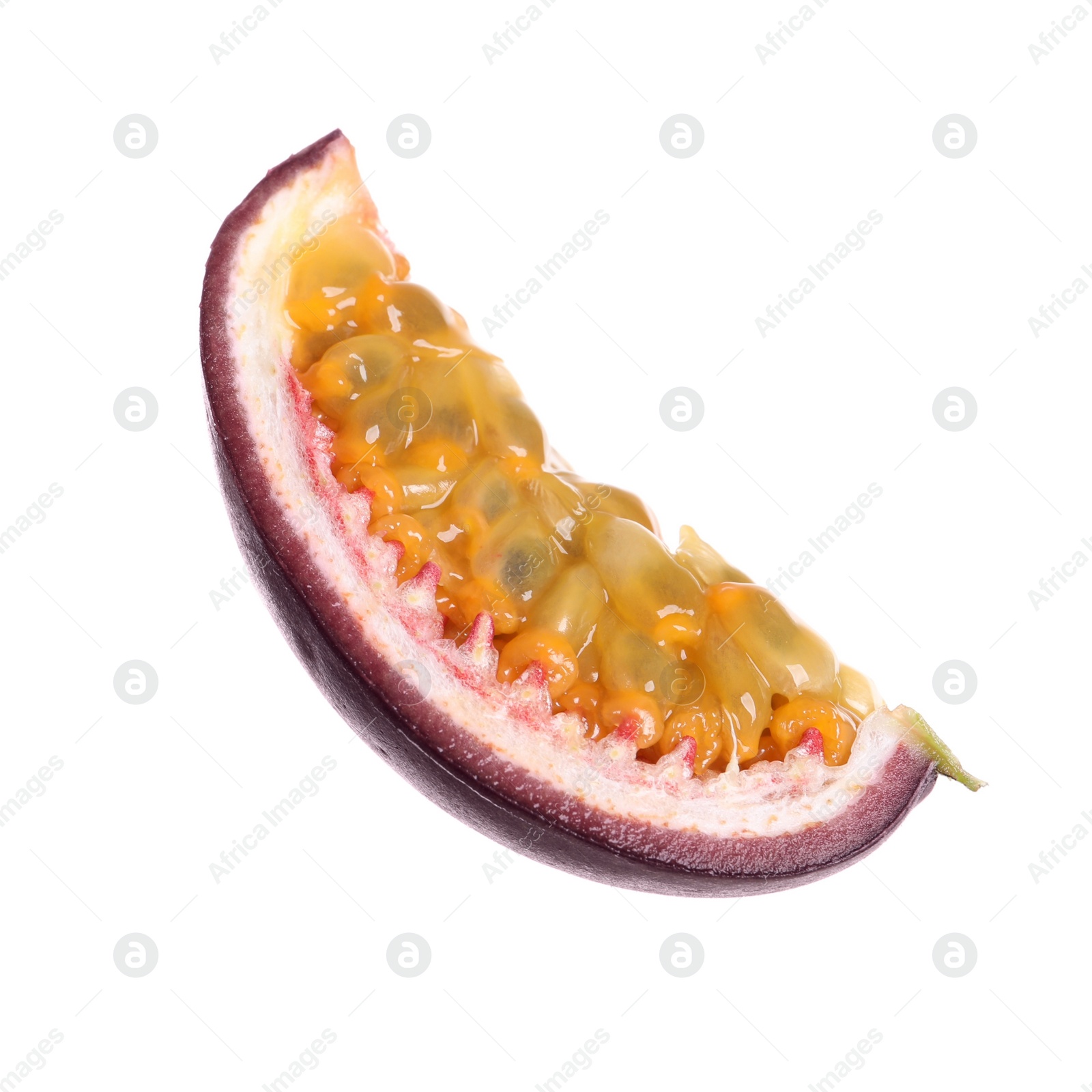 Photo of Slice of passion fruit isolated on white