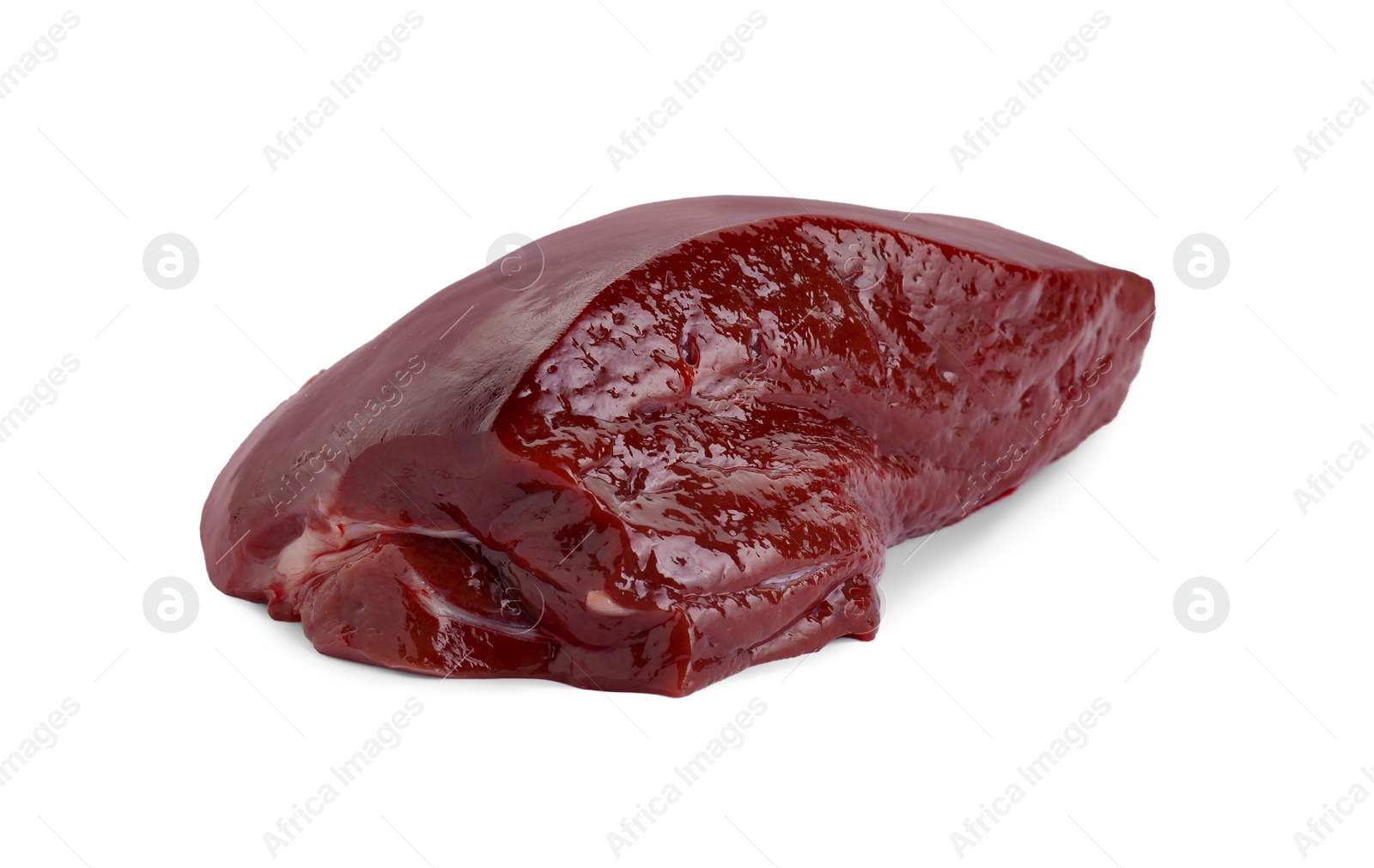 Photo of Piece of raw beef liver isolated on white