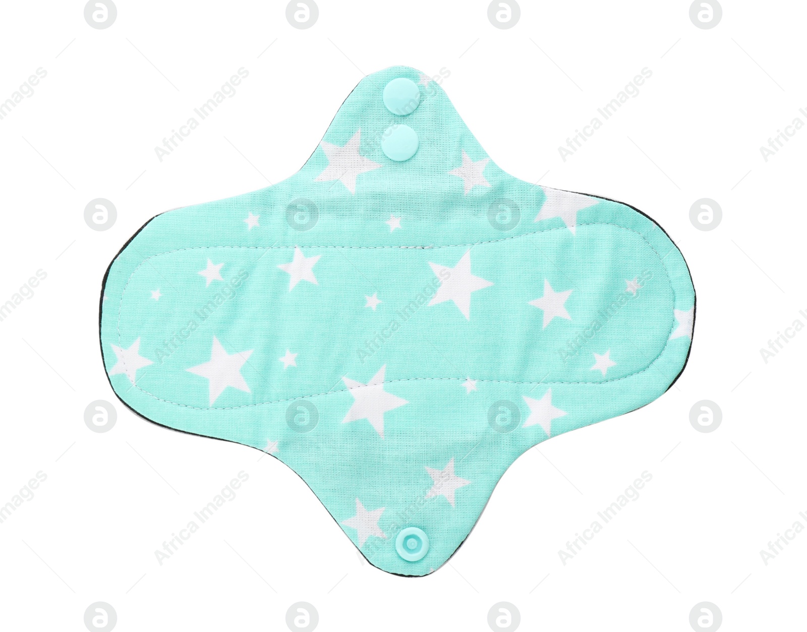 Photo of Cloth menstrual pad isolated on white, top view. Reusable female hygiene product