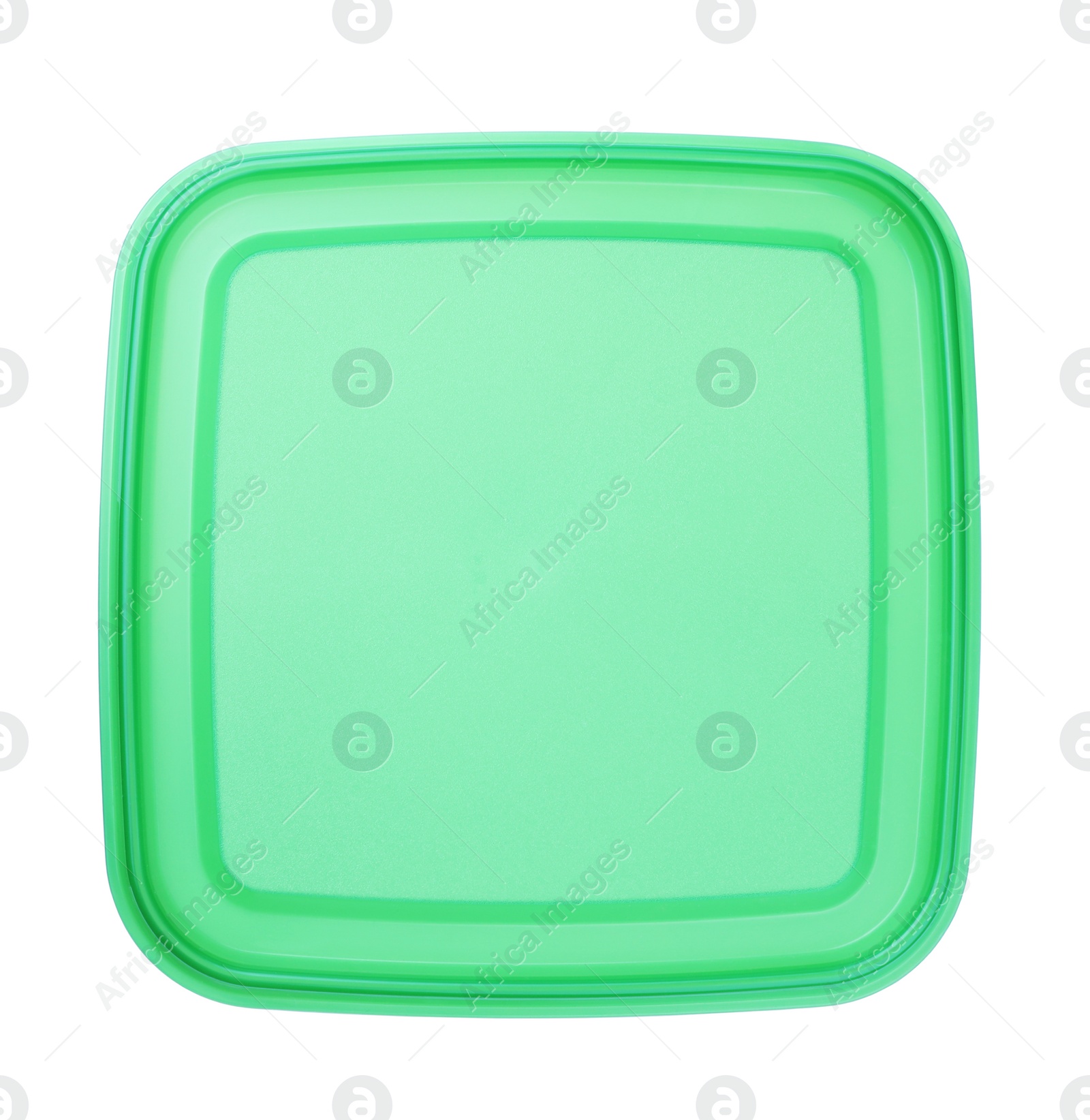 Photo of Closed plastic container for food isolated on white, top view