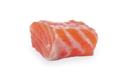 Piece of fresh raw salmon isolated on white