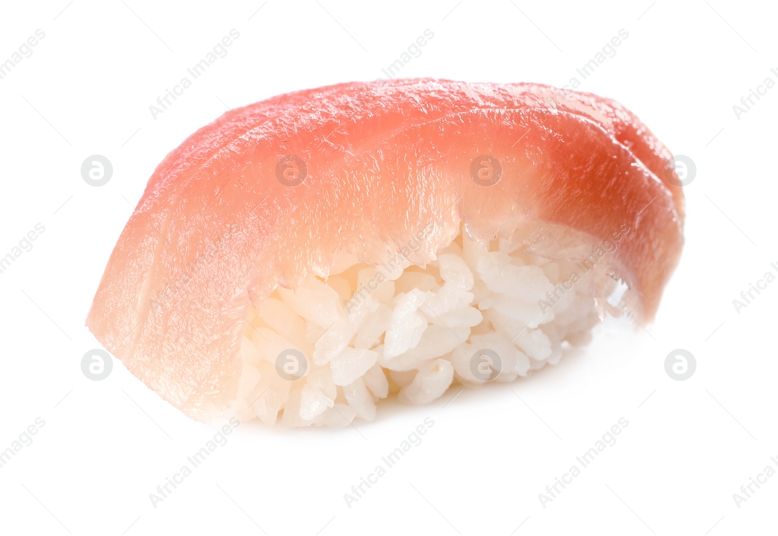 Photo of Delicious nigiri sushi with tuna isolated on white