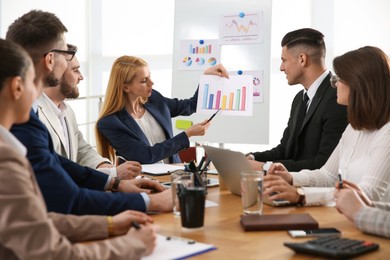 Photo of Businesspeople having meeting in office. Management consulting