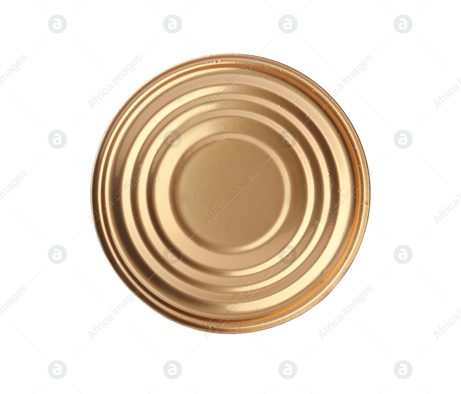 Photo of Tin can with food on white background