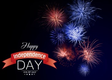 Image of 4th of July - Independence Day of USA. Beautiful bright fireworks lighting up night sky