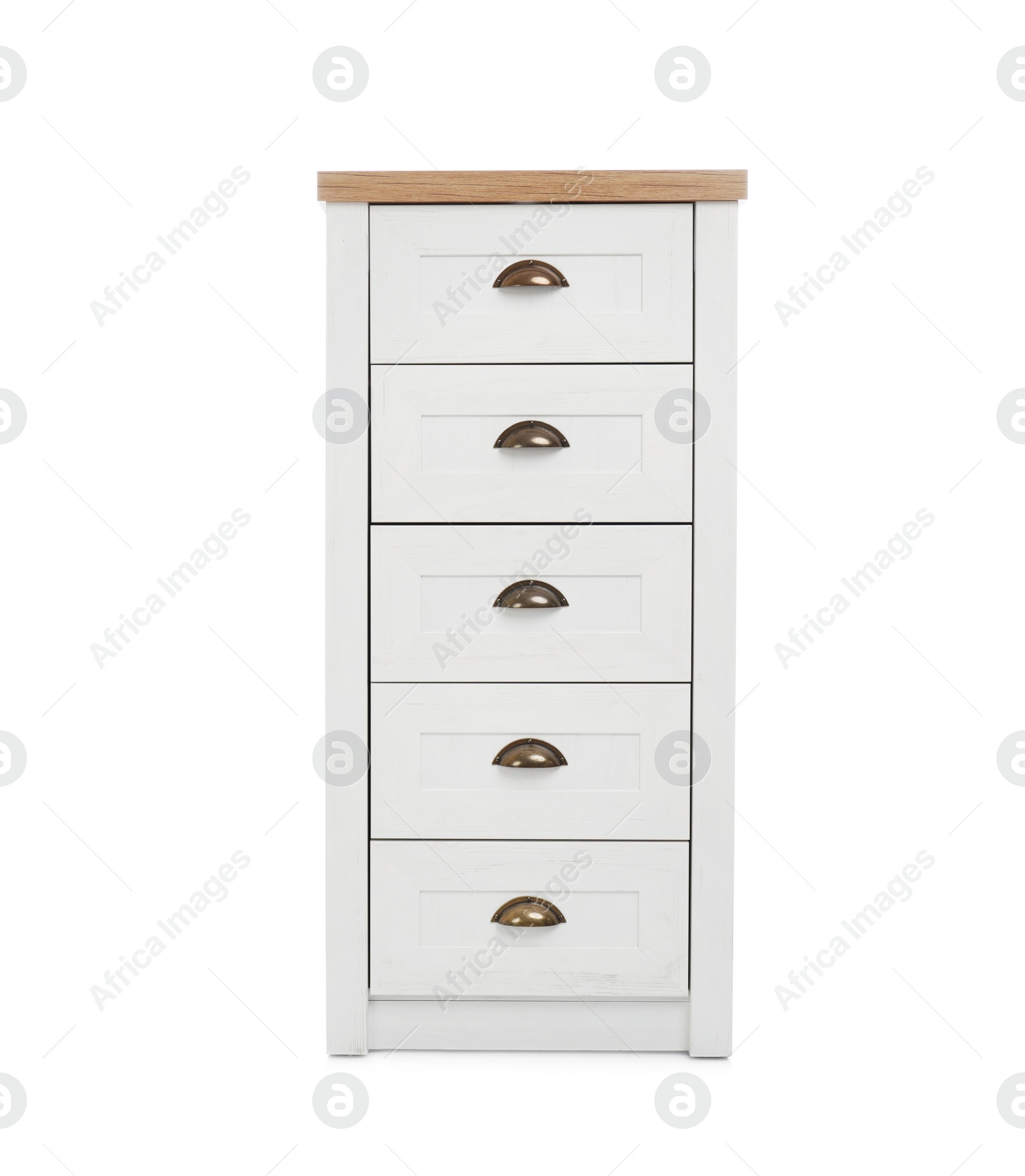 Photo of Modern chest of drawers isolated on white. Furniture for wardrobe room