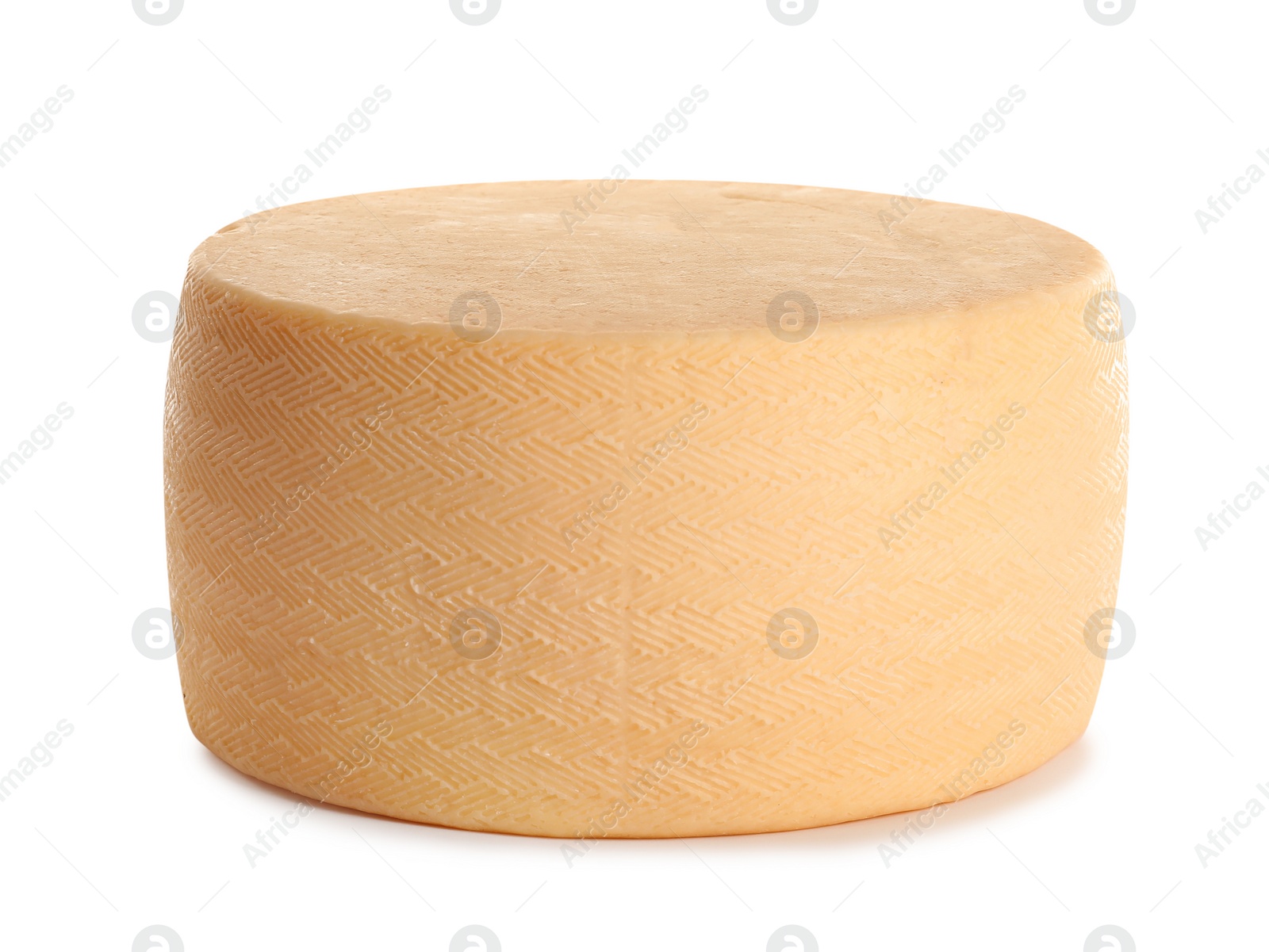 Photo of Head of tasty fresh cheese on white background