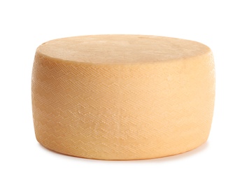 Photo of Head of tasty fresh cheese on white background