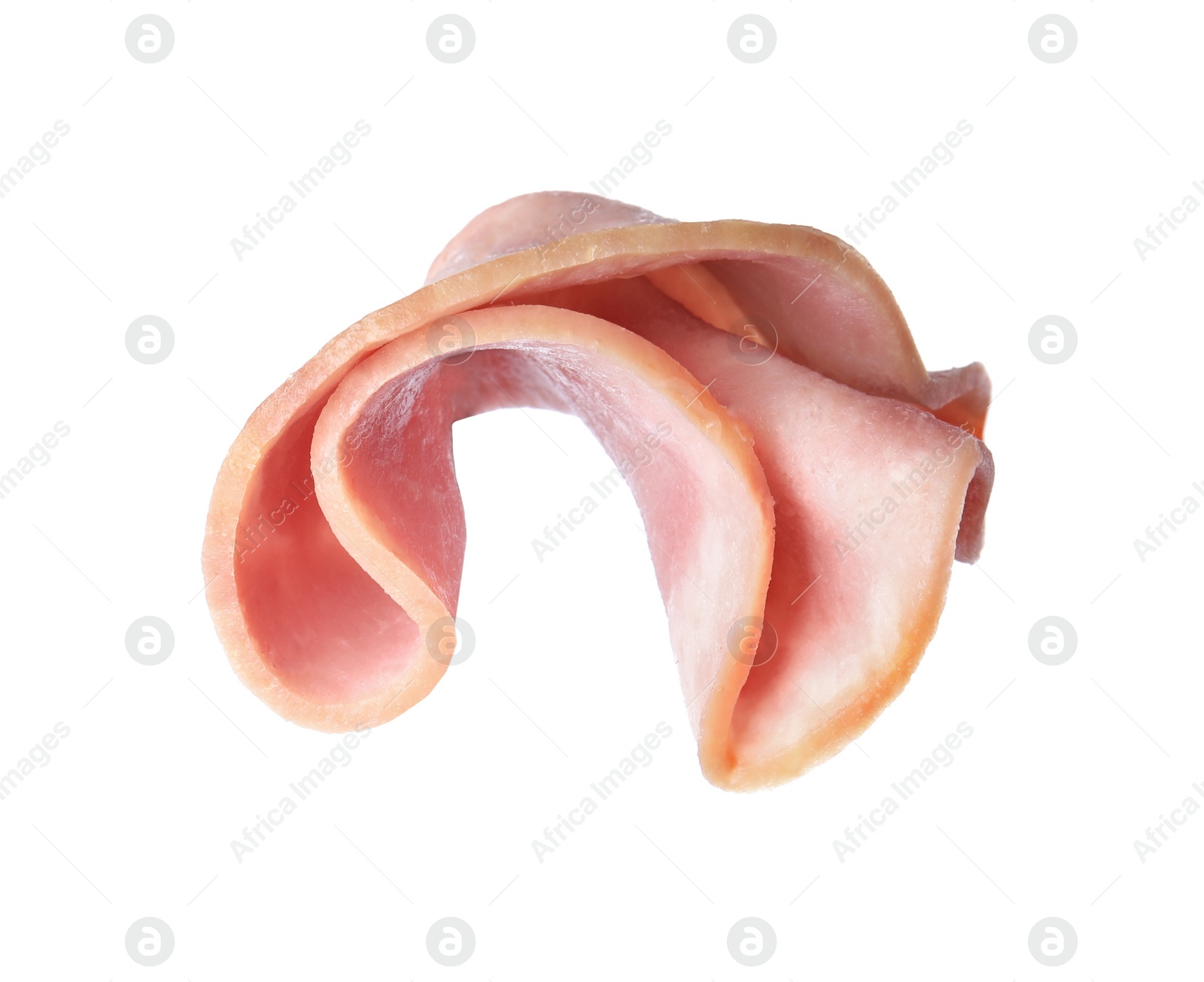 Photo of Slice of delicious ham isolated on white