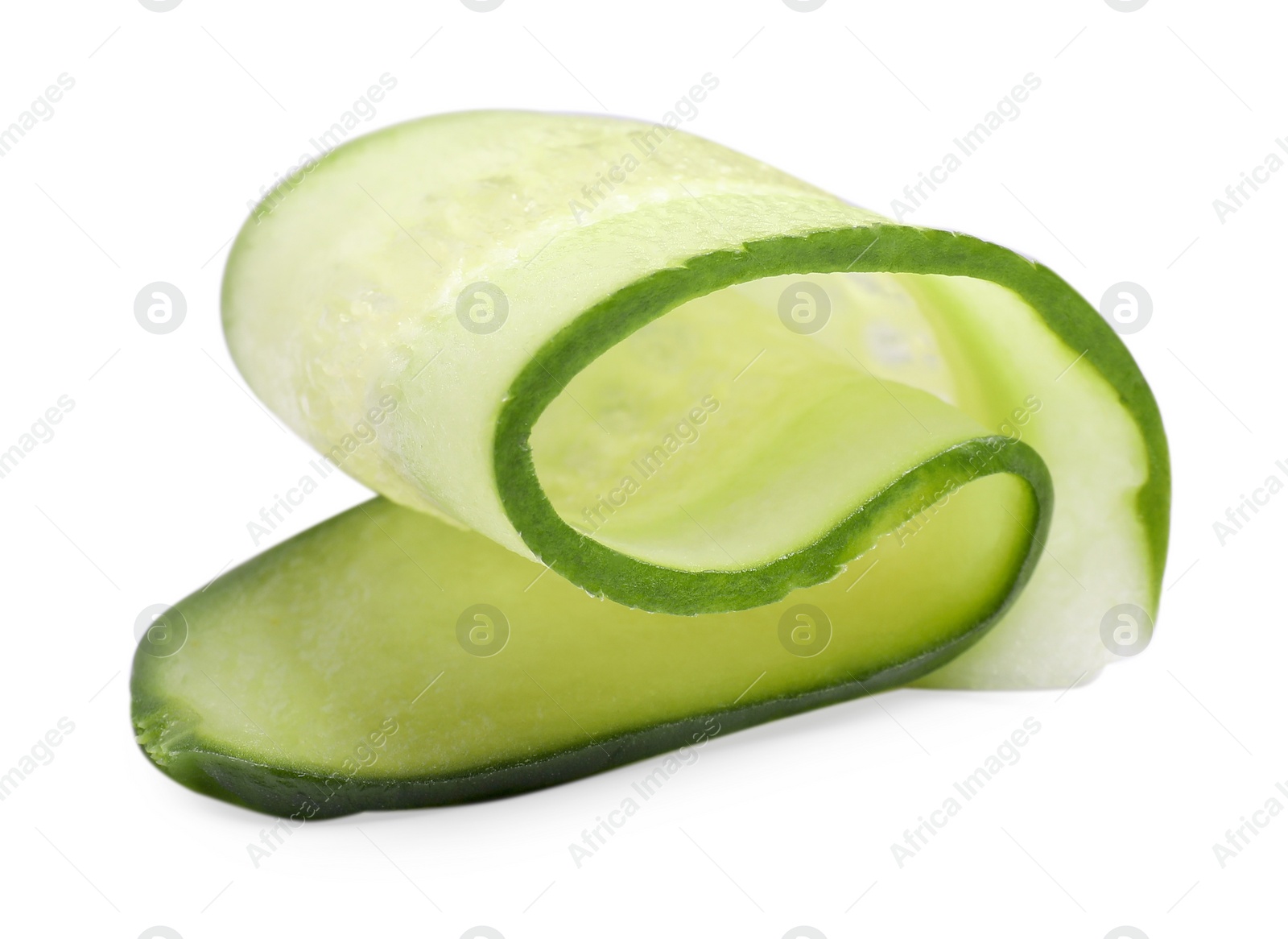 Photo of Slice of fresh cucumber isolated on white