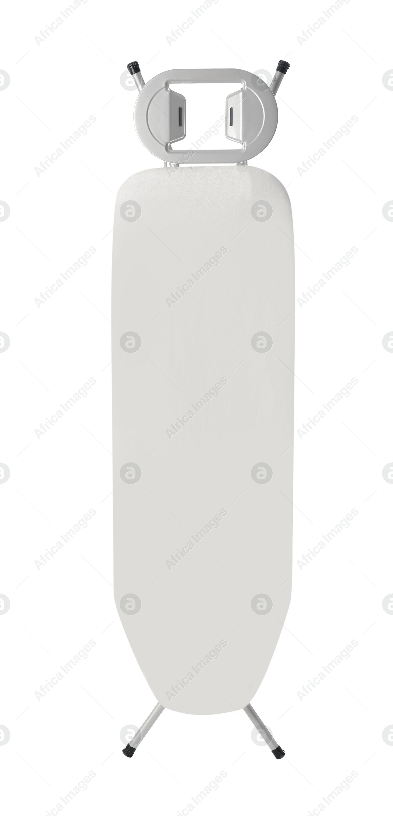 Photo of Modern empty ironing board on white background