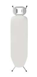 Photo of Modern empty ironing board on white background