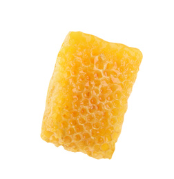 Piece of tasty fresh honeycomb isolated on white