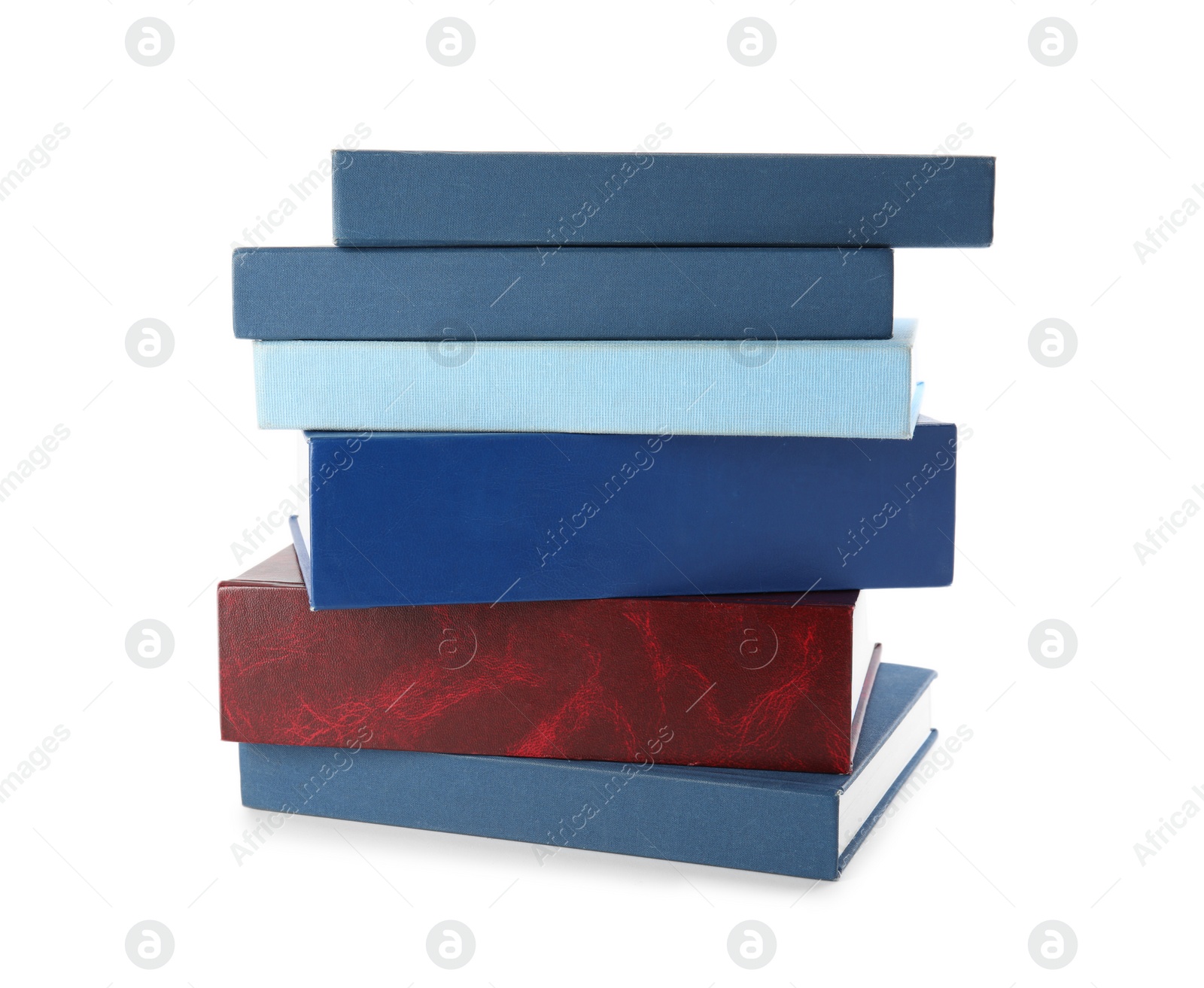 Photo of Stack of hardcover books on white background