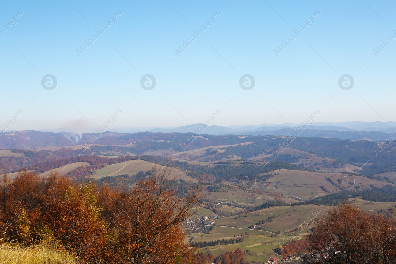 Photo of Beautiful mountain landscape with blue sky on sunny day