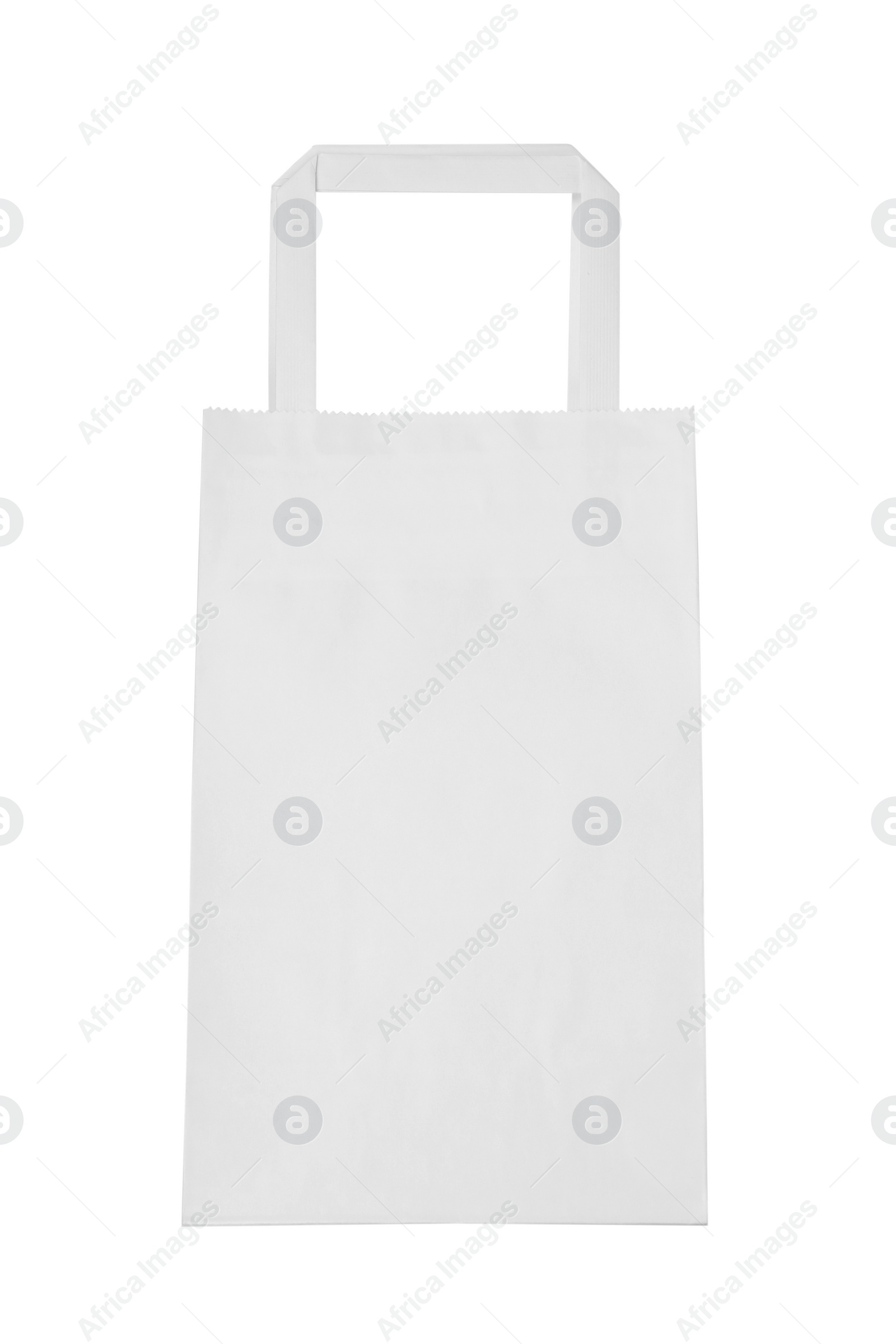 Photo of One paper bag isolated on white, top view