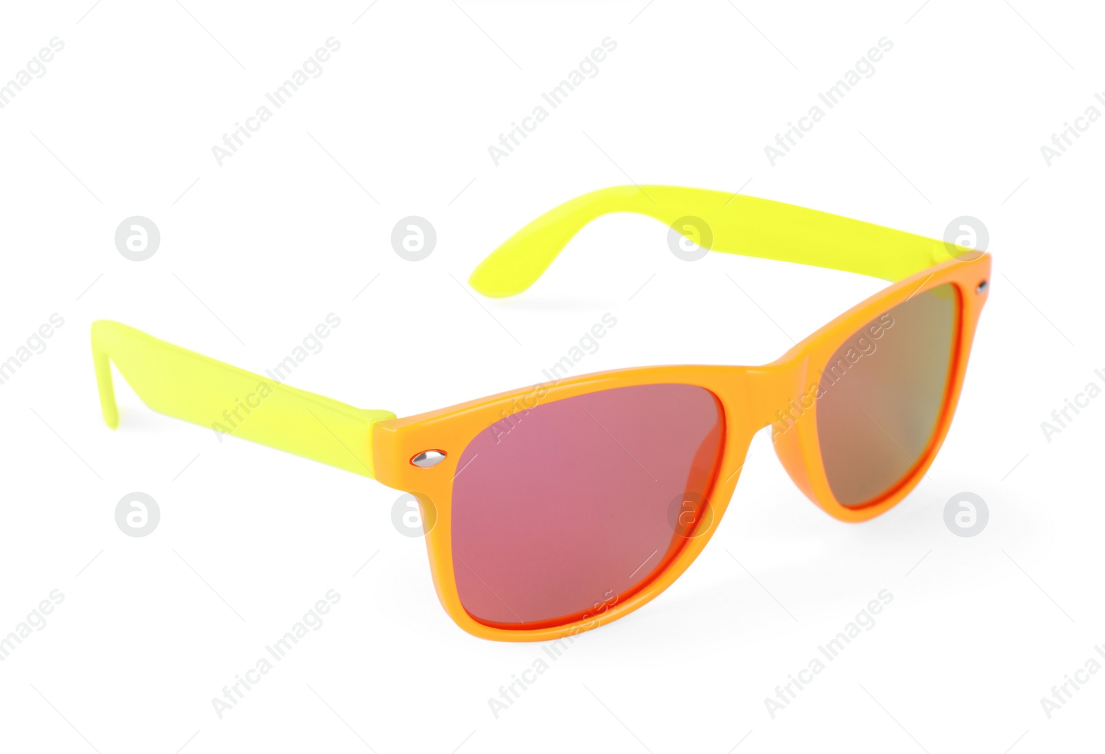 Photo of Stylish sunglasses isolated on white. Fashion accessory