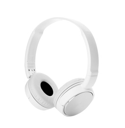 Photo of Stylish modern headphones with earmuffs on white background