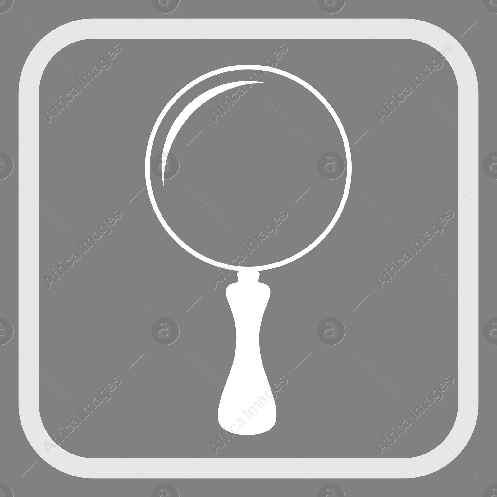 Image of Magnifying glass in frame, illustration on grey background