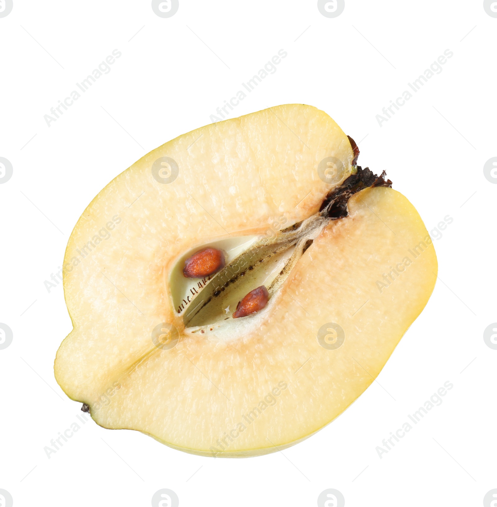 Photo of Half of fresh ripe quince isolated on white