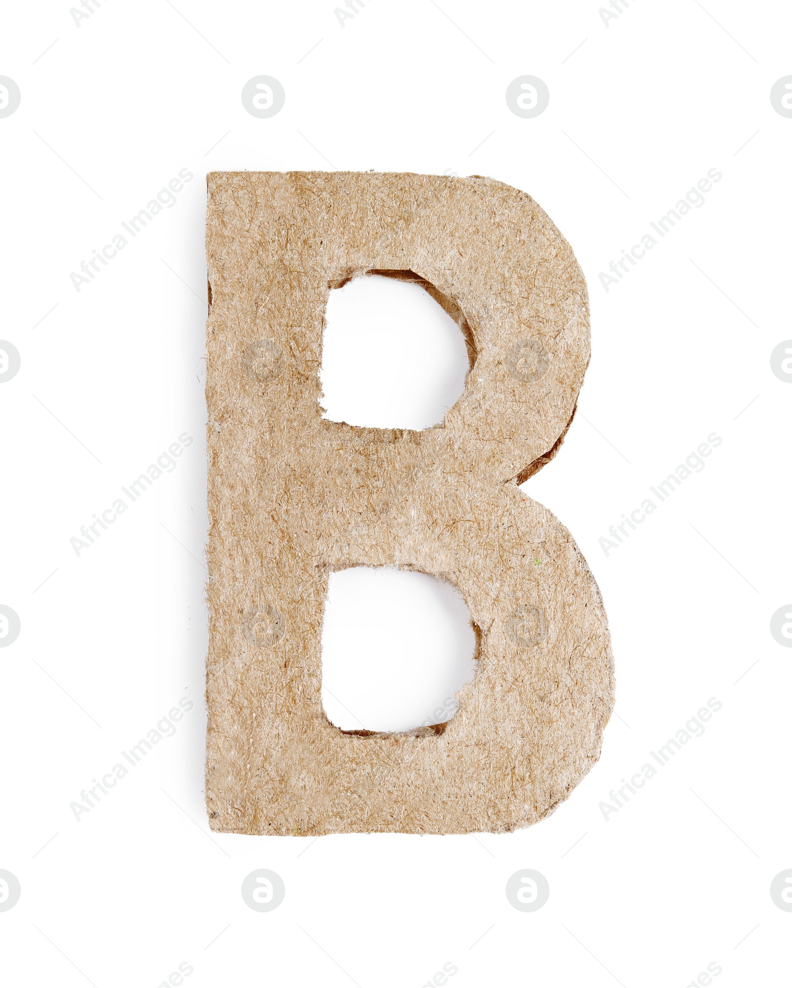 Photo of Letter B made of cardboard isolated on white