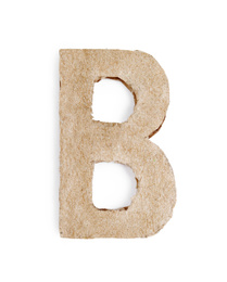 Letter B made of cardboard isolated on white