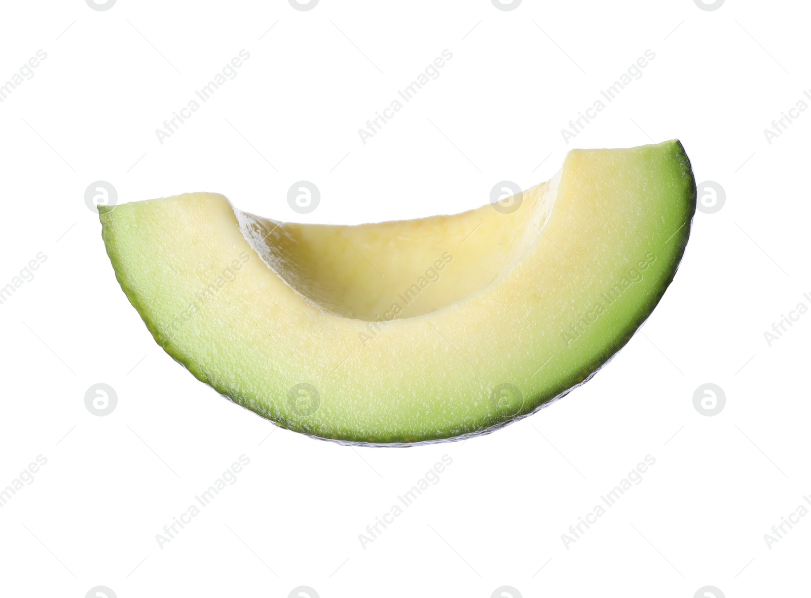 Photo of Slice of ripe avocado isolated on white